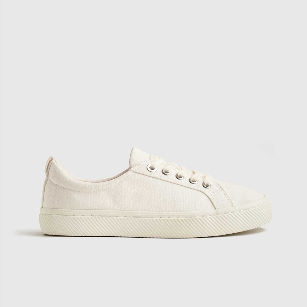 Quince White Organic Cotton Canvas Sneakers Size 6.5 NWOT with Quince Dust Bag